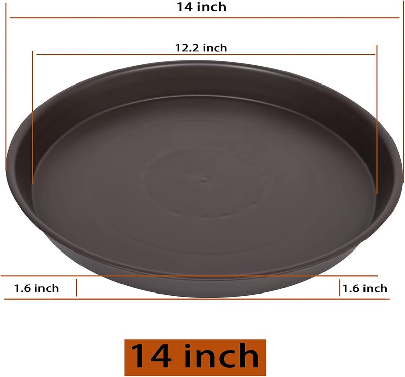 Angde 4 Pack of Plant Saucer 14 inch, Heavy Duty Plastic Plant Saucers 14" Round, Plant Trays for Indoors and Outdoor, Plant Drip Tray for Pot, Flower Saucers for Planter 12-14" (Chocolate Brown) - Image 2